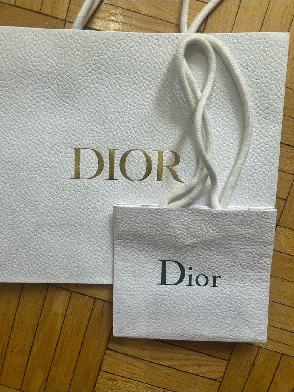 2 Authentic Dior Luxury Shopping Gift Bags White Gold